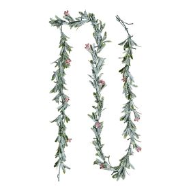 Christmas Garland, 9-FT Realistic Greenery Decorated with Vines, Olive Leaves, and Berries