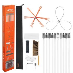 Chimney Sweep Kit, 33 ft Maximum Extendable Length Chimney Brush, Chimney Cleaner Sweeper with Dual Brush Heads, Brush & Goggles